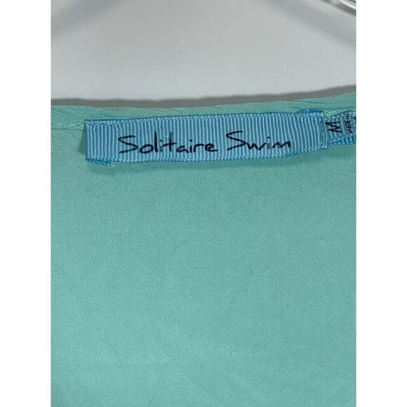 Solitaire Swim Women's Eyelet Swimming Cover Up Top Shirt Teal Green Size Medium - Picture 9 of 12